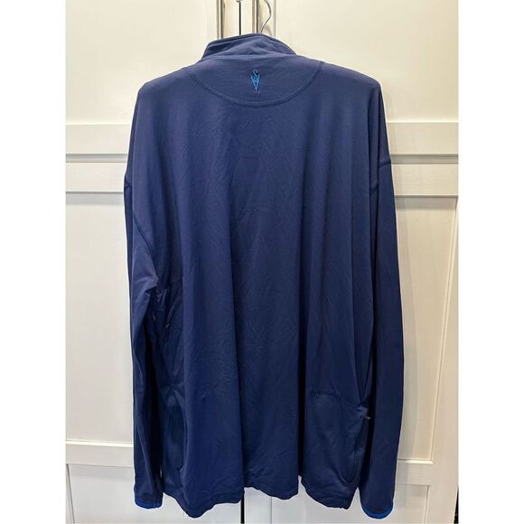 Scottevest Qzip Zip Pullover Shirt with Hidden Pockets Navy Blue Men’s Sz XL - Picture 2 of 6